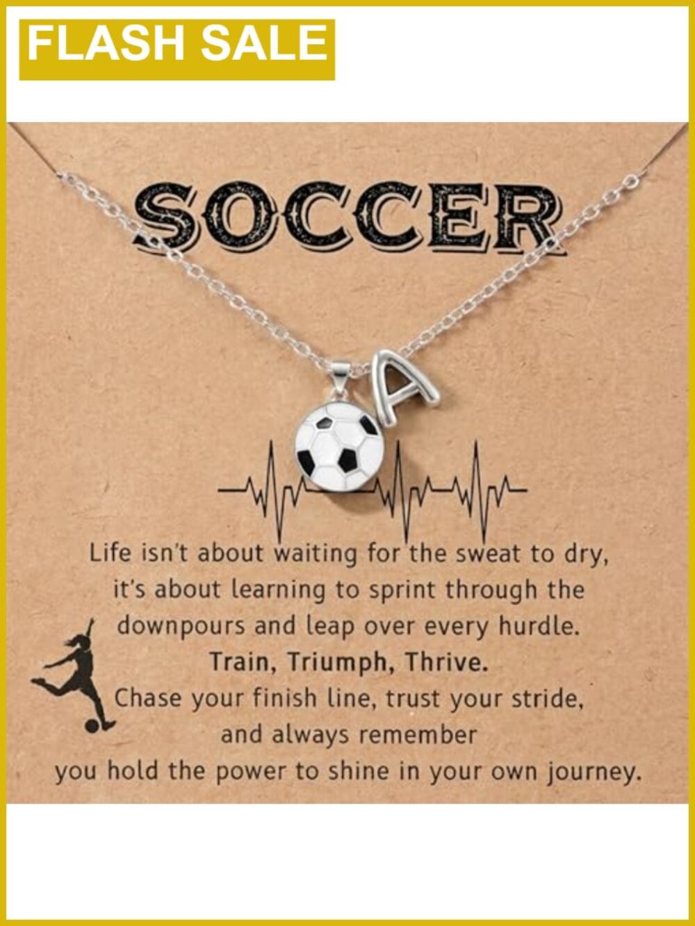 Initial A-Z Soccer Necklace 925 Sterling Silver Plated Pendant Football Lover
